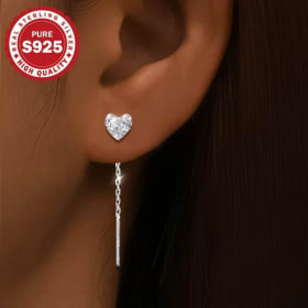 Par de pendientes largos de plata de ley S925 adecuados para uso diario, regalo del Día de San Valentín, joyería para mujer de baja alergia