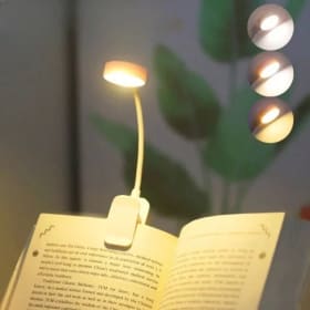 Lámpara de Lectura LED con Clip Runtowo, Lámpara de Lectura Portátil con Batería, 3 Colores, Protección Ocular, Regulable sin Escalonamientos, Mini Lámpara de Escritorio