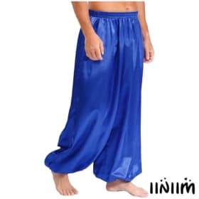 Pantalones de danza del vientre para hombre, cintura elástica, ajuste al tobillo, tela suave y transpirable, pantalones sueltos para actuaciones de baile, fiestas de Halloween