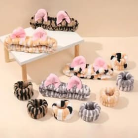 1 Uds. Conjunto de Aro para el pelo de felpa con diseño de tigre, tocado con orejas de gato suave y bonito, correa para el pelo para maquillaje diario, accesorios para el cabello para el cuidado de la piel