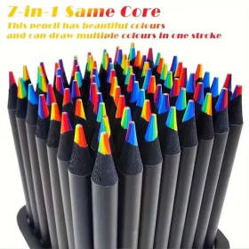 12 unids/set de lápices de colores Kawaii de arcoíris para niños, crayones degradados concéntricos, pintura artística, papelería de dibujo de 3mm y 7 colores