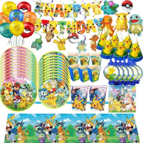Decoración de Fiesta de Pokémon, Tema Feliz Pikachu, Vajilla, Vasos, Platos, Globos, Pancarta, Suministros, Recuerdos para Niños, Baby Shower