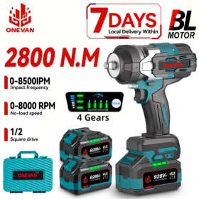 ONEVAN-llave de impacto eléctrica inalámbrica sin escobillas, destornillador de alto Torque, herramienta eléctrica para Pin de batería Makita de 18V, 2800N.M