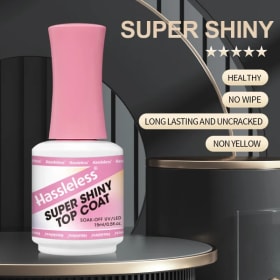 Esmalte de uñas en gel con capa superior ultrabrillante Hassleless Single Pack, capa superior de gel brillante, esmalte de uñas LED transparente y extraíble, laser largo