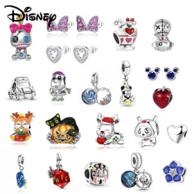 Cuentas Colgantes de Plata 925 de Disney con Diseño Navideño de Mickey y Buzz Lightyear, Adecuadas para Pulseras Originales DIY, Joyería Exquisita