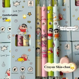 Crayon Shin chan, pulsador de Gel, bolígrafo de regreso a la escuela, cara divertida Chang, bonito bolígrafo para examen de estudiante, sartén de agua negra, Papeleria, regalo para chico