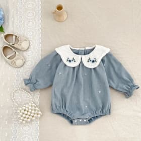 2025 nuevo pelele para niñas pequeñas, ropa de primavera para niños, ropa de algodón de manga larga con volantes para bebés, mono de flores para niñas