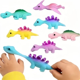 5/10/15/20 piezas tirachinas de dinosaurio dedo volador Flinger juguetes para niños fiesta de cumpleaños regalos de San Valentín relleno premio en el aula