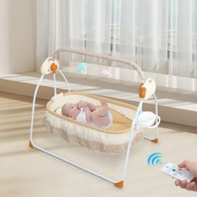 Columpio eléctrico para bebé, columpio automático, cuna para bebé, cuna para niño y niña, columpio con soporte para biberones, función de sincronización y controlador