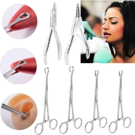 Pinzas profesionales de acero quirúrgico para Piercing del vientre, oreja, nariz, tabique, labio, abrazadera, herramienta de cambio de aguja autoblocante, 1 ud.
