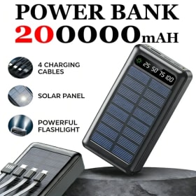 200000 Banco de energía Solar mAh, carga súper rápida, Ultra capacidad, USB tipo C, luz LED, 4 en 1, Banco de energía para exteriores para Xiaomi iPhone 15