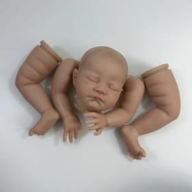 MRB-piezas de muñeca Reborn de vinilo ya pintadas, 20 pulgadas, bebé durmiendo de agosto, pintura 3D, piel, venas visibles, cuerpo de tela suave incluido