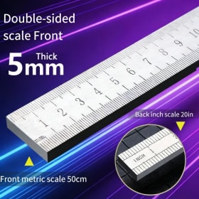 Regla de Acero Inoxidable de 5 mm de Grosor |   Herramienta de Medición y Seguridad para Automóviles con Cristal Templado |   Báscula Multiusos de Alta Resistencia