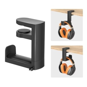 360 °   Soporte giratorio para auriculares, soporte para auriculares de escritorio, para Juegos de PC, gancho para colgar en escritorio, organizador colgante para almacenamiento de auriculares