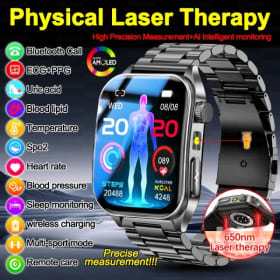 Reloj Inteligente 2026 con Diagnóstico por IA-GPT, ECG, Presión Arterial, Lípidos, Ácido Úrico, Análisis Cardíaco con Láser Dual de 650nm, Pulsera Inteligente