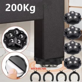 Rueda autoadhesiva que funciona con frenos, soporte de carga resistente de 5 cuentas, Universal 360, 4 Uds. °   Rueda giratoria, polea para muebles sin ruido