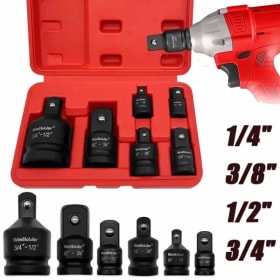 Juego de adaptadores de llave de tubo de impacto profesional, 6 uds., 1/4 3/8 1/2 3/4 pulgadas, adaptador de accionamiento cuadrado, herramienta de llave reductora ﻿ con estuche