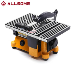 ALLSOME Mini sierra de banco multifunción de 220V para cortar madera, cobre, aluminio, Mini Sierra de mesa de 4 ", Mini máquina cortadora