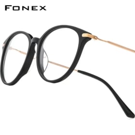 Montura de gafas FONEX de acetato de titanio para mujer, diseño de marca, gafas redondas Retro Vintage, gafas para hombre, gafas japonesas 85669
