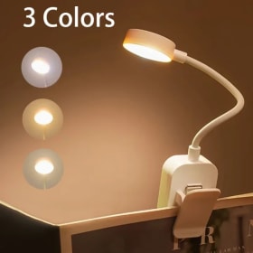 Runtow-luz LED con Clip para libros, luz de lectura portátil con batería, protección ocular de 3 colores, Mini lámpara de escritorio regulable continua