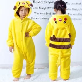 Pokemon Pikachu cálido mono de franela Cosplay Sudadera con capucha para niños/adultos ropa de casa suave Otoño Invierno ropa de dormir para padres e hijos para niñas