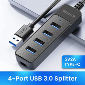 Hub USB 3,0 2,0 de 4 puertos, divisor USB múltiple, adaptador de corriente tipo C, expansor múltiple de alta velocidad para accesorios de ordenador portátil