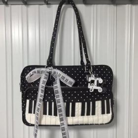 Bolso de hombro con llave de Piano de lunares, bolso grande de Color de contraste, maletín para niñas Y2k JK, bolso de mano de bolos con punto ondulado para mujer