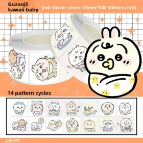 500 piezas de pegatinas antiguas de rollo de bebé Chiikawa, pegatinas decorativas personalizadas pintadas de alto valor con bonitos dibujos de Hachiware