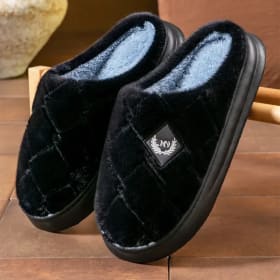 Zapatillas de plataforma de piel para hombre, suela de EVA, espuma viscoelástica, cojín suave y cálido, zapatos cómodos para interior de casa, lujo, alta calidad