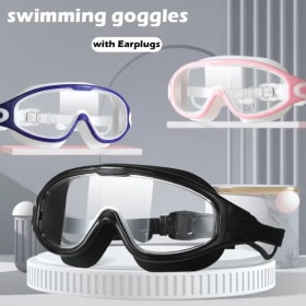 Gafas de natación para hombres y mujeres adultos, gafas de natación de montura grande galvanizadas impermeables y antivaho de alta definición