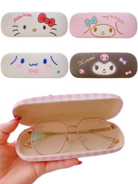 Estuche para gafas de piel sintética, resistente a los arañazos, con diseño de Hello Cute Kitty My Melody Kuromi Cinnamoroll, 1 unidad