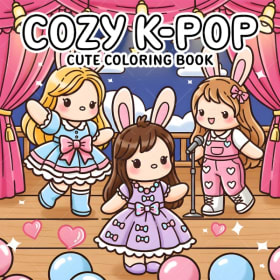 COZY K-POP Libro para colorear con patrones audaz y fácil para adultos Lindo libro de dibujo Regalo perfecto para fiesta y cumpleaños