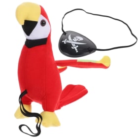 Accesorios de decoración para fiesta de Halloween, máscara para ojos, disfraz de pirata para juego de rol, juguete de loro de peluche para hombro, conjunto de disfraz de pirata