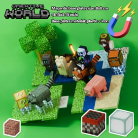 Placa Base magnética, variedad de placas Base que combinan con bloques de construcción magnéticos, juguetes Mine World para niños y niñas, juguete para niños, estilo Pixel