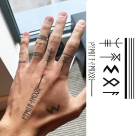Tatuajes Temporales con Símbolos Vikingos, Totems Misteriosos, Estilo Oscuro, Líneas de Texto Geniales, Pirata, Verano, Pegatinas de Tatuaje de Doble Uso para Manos y Cuello para Hombre, Larga Duración, Resistentes al Agua, 3-7 Días