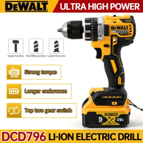 Dewalt DCD796 Taladro de impacto inalámbrico compacto sin escobillas Luz LED Potente herramienta eléctrica multifuncional Batería de 20 V