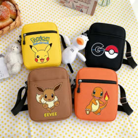 Bolso Bandolera Mini de Nylon con Diseño de Pikachu, Gengar y Charmander, para Teléfono Móvil, Dinero, Cartas, Monedas y Billetes