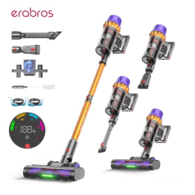 Erabros EV5 550W 70KPA Aspiradora Inalámbrica , Potencia de Succión Ultrafuerte, 80 Minutos de Autonomía, Aspiradora Inteligente de Mano, 4 Modos, Batería extraíble