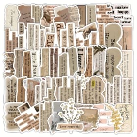50 pegatinas con cita en inglés vintage, calcomanías autoadhesivas con refranes inspiradores, diseños nostálgicos y patrones texturizados