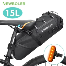 Bolsa de sillín para bicicleta NEWBOLER, impermeable, para bicicleta de montaña y carretera, 15L, gran capacidad, plegable, para la parte trasera, accesorios para el maletero