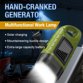 Linterna multifuncional con diseño de hebilla, luz de emergencia exterior, luz de trabajo ABS con carga manual con energía solar