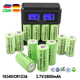 4/8 Uds 16340 baterías recargables CR123A batería 2800mAh 3,7 V Li-ion linterna LED pared de viaje con LCD cargador Dual batería