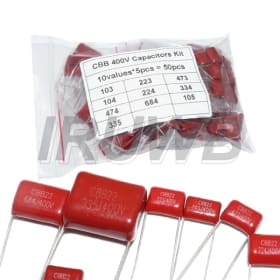 50 Uds 400V 10NF-3.3UF 10 valores Kit de condensadores de película de poliéster metalizado DIY Kit surtido de condensadores CBB