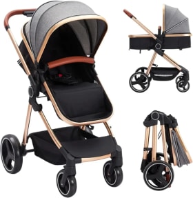Cochecito plegable 2 en 1 para bebé, carrito de combinación Convertible con sistema de viaje, arnés de seguridad de 5 puntos, para recién nacido
