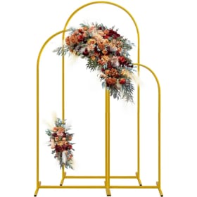 Soporte de fondo para arco de boda, juego de 3 soportes de fondo de arco de Metal dorado para ceremonia de boda, Baby Shower, cumpleaños