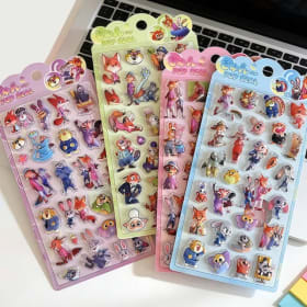 Pegatinas 3D en Relieve de Anime Zootopia, Pegatinas Kawaii de Judy y Nick, Pegatinas para Álbumes de Recortes, Decoración de Diarios, Papelería