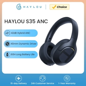 HAYLOU S35 ANC auriculares inalámbricos sobre la oreja 42dB ANC auriculares Bluetooth 5,2 40mm controlador dinámico 60 horas de duración de la batería auriculares