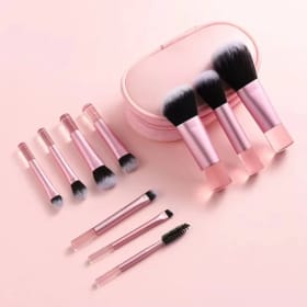 Set de 10 Mini Brochas de Maquillaje Faciales, Portátiles, Tamaño Viaje, Disponibles en Varios Colores