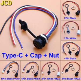 Conector USB Tipo C, 1/5 Piezas, Conector Hembra Tipo-C con Terminal PH2.0, Placa de Bloqueo, Puerto de Carga Impermeable, Cable de 15 cm