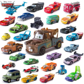 Disney-coches Pixar de juguete para niños, coches de juguete de aleación de Metal, Rayo McQueen, Mater, Jackson Storm, el rey Mater, 1:55